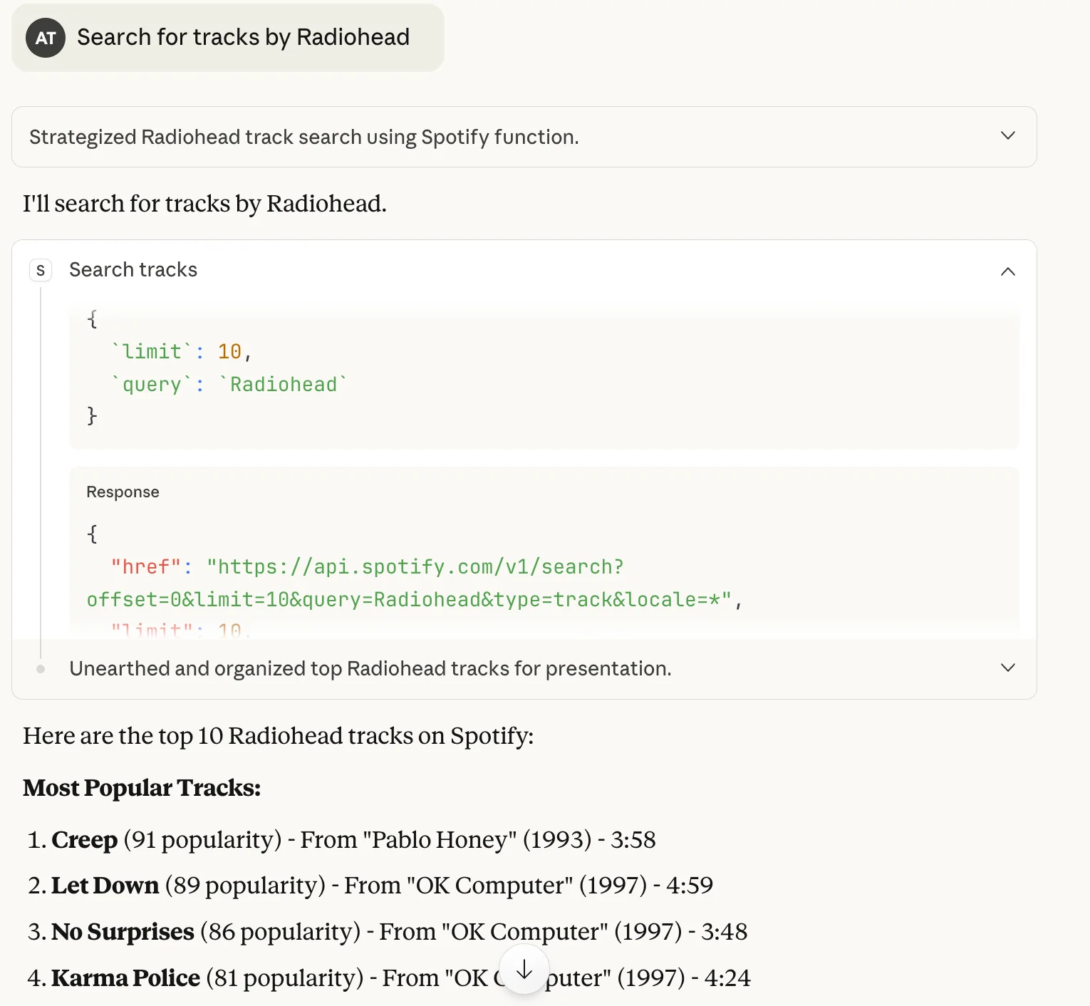 Spotify Search Tracks