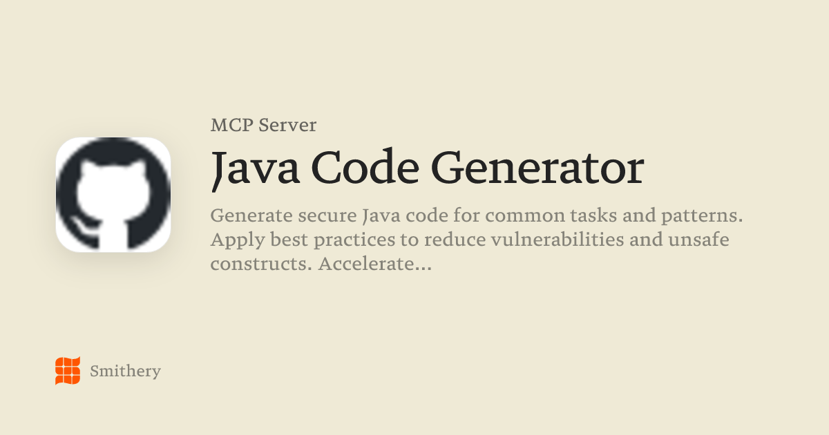 Java Code Generator - MCP | Smithery