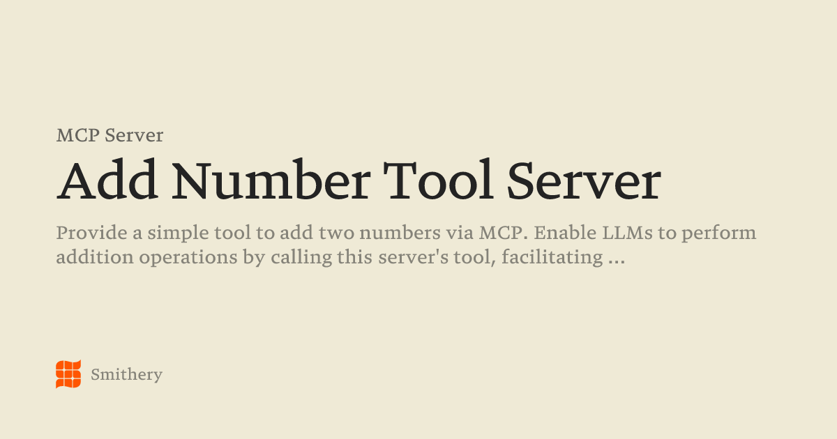Add Number Tool Server - MCP | Smithery