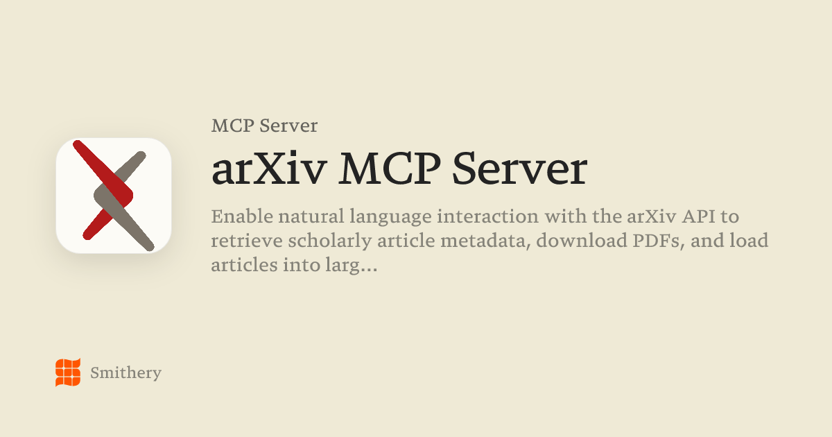 arXiv MCP Server - MCP | Smithery