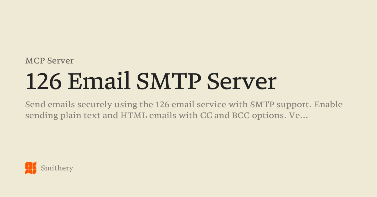 126 Email SMTP Server - MCP | Smithery