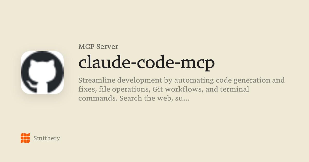 claude-code-mcp - MCP | Smithery