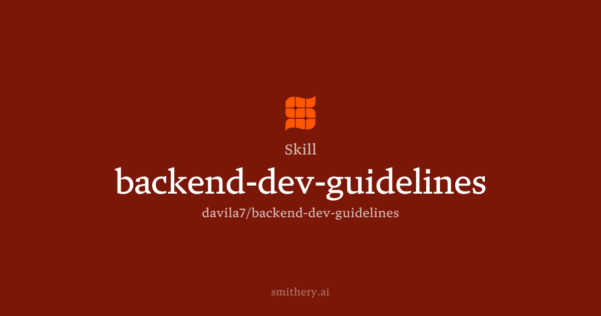 backend-dev-guidelines - Skill | Smithery