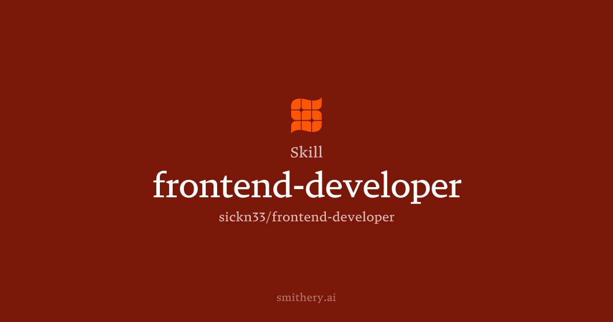 frontend-developer - Skill | Smithery